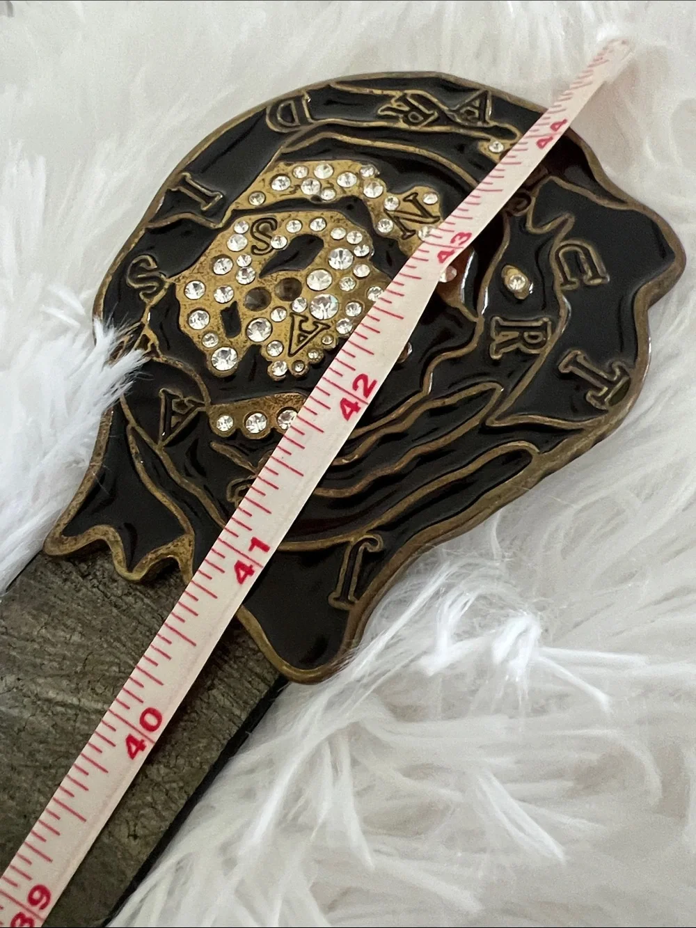 Trussardi vintage Leather Belt with Crystal-Embellished Buckle